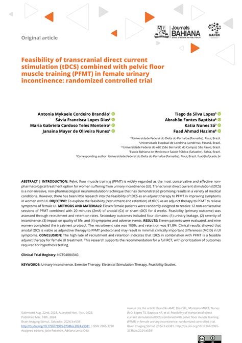 PDF Feasibility Of Transcranial Direct Current Stimulation TDCS