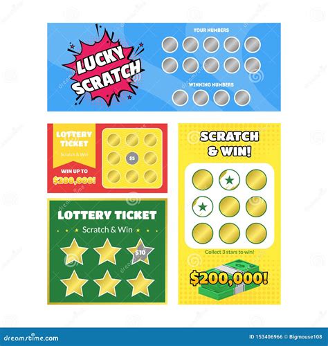 Cartoon Scratch Cards Different Types Set Vector Stock Vector