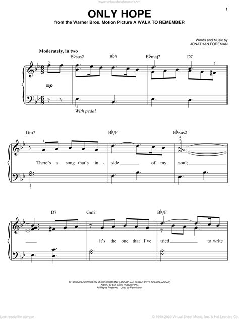 Only Hope Sheet Music For Piano Solo Pdf Interactive