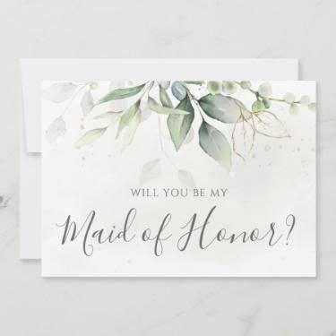 Eucalyptus Greenery Will You Be My Maid Of Honor Invitation Zazzle