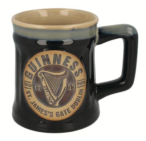 Guinness Mug Pottery Coffee Cup 16 oz. Black and Cream Color - Walmart.com - Walmart.com