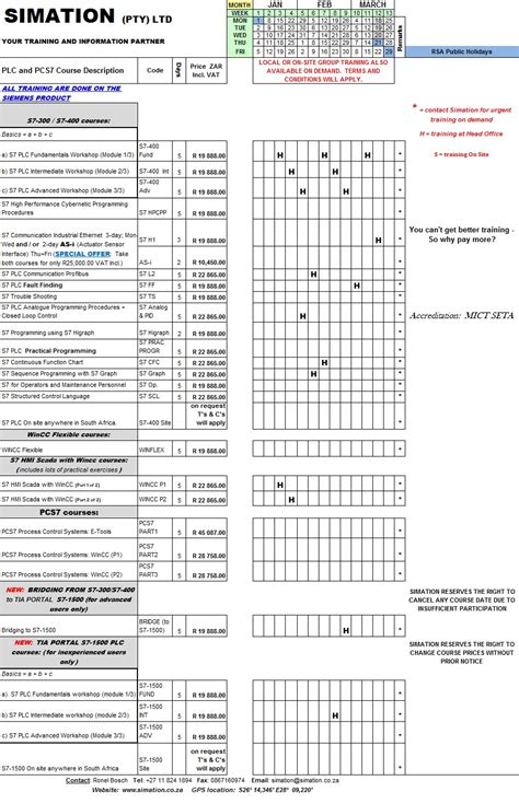 Plc Course Schedule I