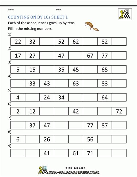 Count By Tens Worksheets - CountingWorksheets.com