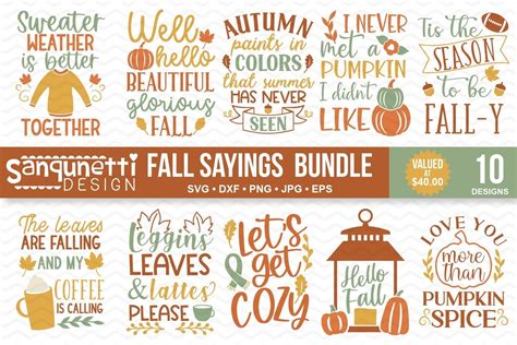 Fall Sayings and Quotes SVG Bundle Graphic by Sanqunetti Design ...