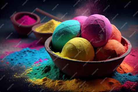 Premium Photo Indian Holi Festival Colors In Bowl