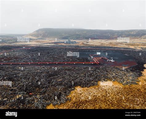 Geothermal Power Plant Hot Water Power Station In Iceland Stock Photo