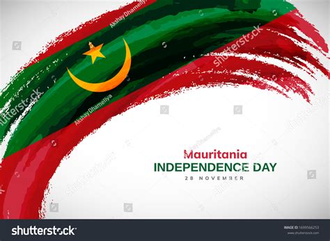 Happy Independence Day Of Mauritania Watercolor Royalty Free Stock