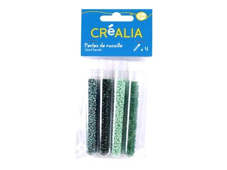 4 tubes de perles de rocaille tons verts Créalia Perles et bijoux