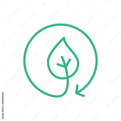 Biodegradable Packaging Line Icon Green Leaf In Recycle Circle