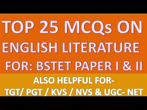 Mcqs On English Literature For Up Tgt Pgt Kvs Nvs Dsssb Bstet Tgt