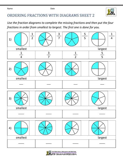 Comparing And Ordering Fractions Worksheets