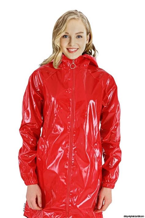 Red Raincoat Vinyl Raincoat Plastic Raincoat Hooded Raincoat Spice