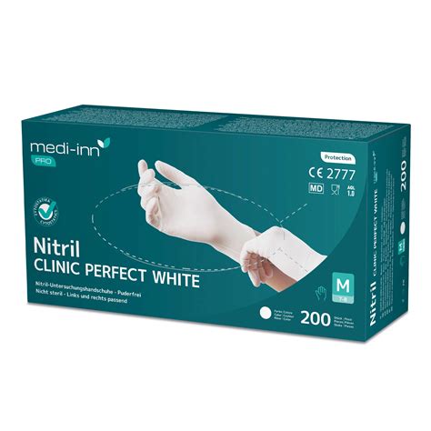 Medi Inn Einmalhandschuhe Clinic Perfect White Nitril Puderfrei Ve