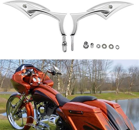 Kemimoto Chrome Spear Blade Mirrors Motorcycle Rear View