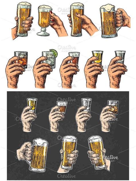 Male Hand Hold Glass With Alco Drink Beer Drawing Hand Drawing Reference Pose Reference