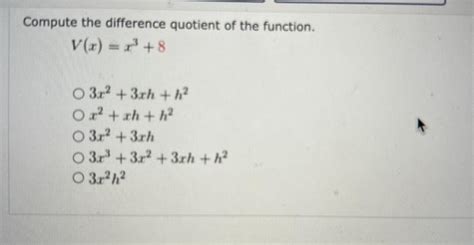 Solved Compute The Difference Quotient Of The Function