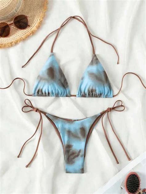 Tie Dye Bikins Mini Micro String Bikini Women Swimwear Female