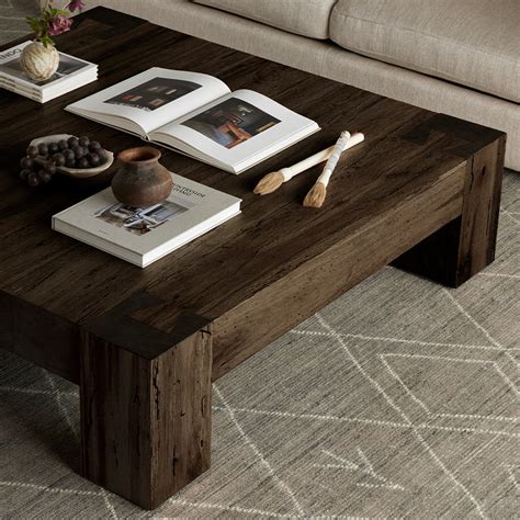 Abaso Coffee Table By Four Hands Ebony Rustic Wormwood Oak Artesanos Design Collection