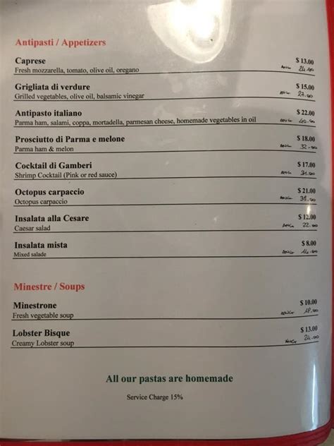 Menu At Luna Rossa Miami Beach North Beach Miami