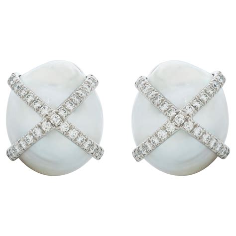 DAVID WEBB South Sea Cultured Pearl And Diamond Earrings For Sale At