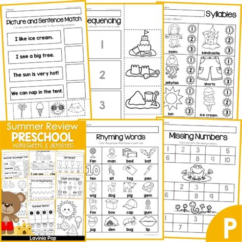 Language Worksheets For Toddlers Summer Review