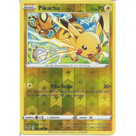 Pokemon Trading Card Game Pikachu Reverse Holo Swsh Silver