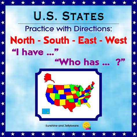 Map Skills Game - "I have... Who has?" - North, South, East, West - U.S ...