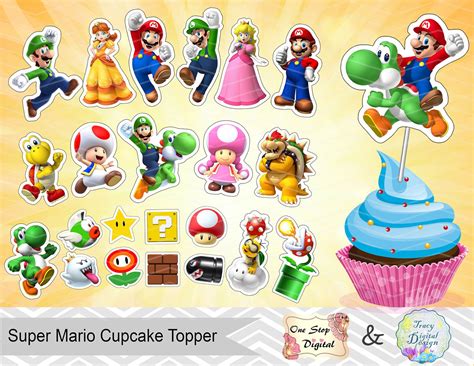 Super Mario Cupcake Toppers Free Printables Prntbl Ieolayaherrera Edu Co