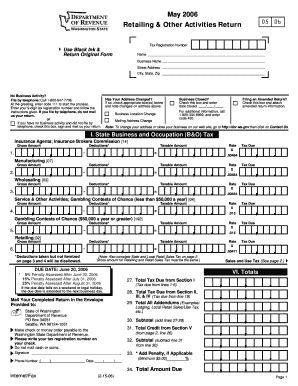 Fillable Online Dor Wa Deductions Taken But Not Itemized Fax Email