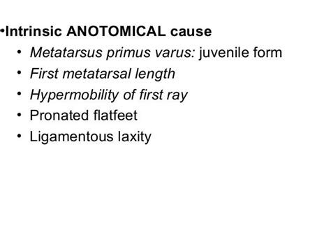 Intrinsic Anatomical Causes of Metatarsus Primus Varus