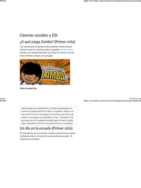 Propuestas Esi Para Primaria Educ Ar Pdf