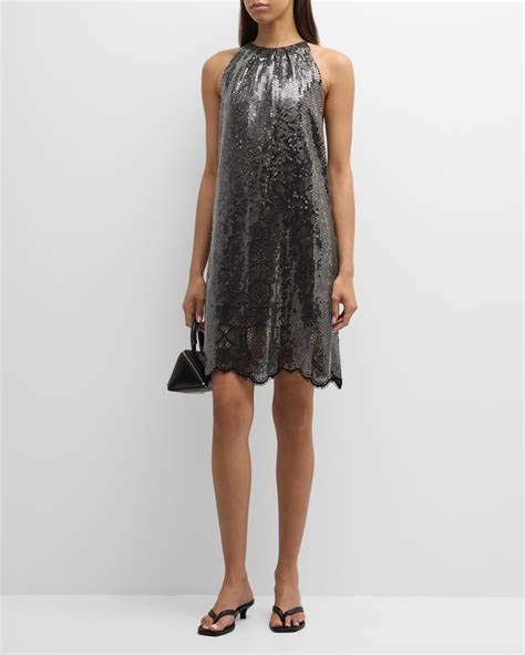 Kobi Halperin Maya Sequin Lace Halter Midi Dress Neiman Marcus