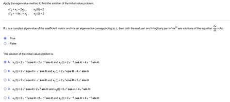 Solved Apply The Eigenvalue Method To Find The Solution Of