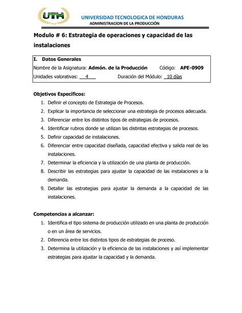 Modulo Admon De La Produccion Administracion De La Produccin