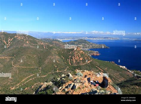 Top View Above The Coastline Of The French Riviera From The Summit Of