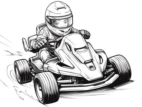 Fast Paced Go Kart Artwork - Coloring Page