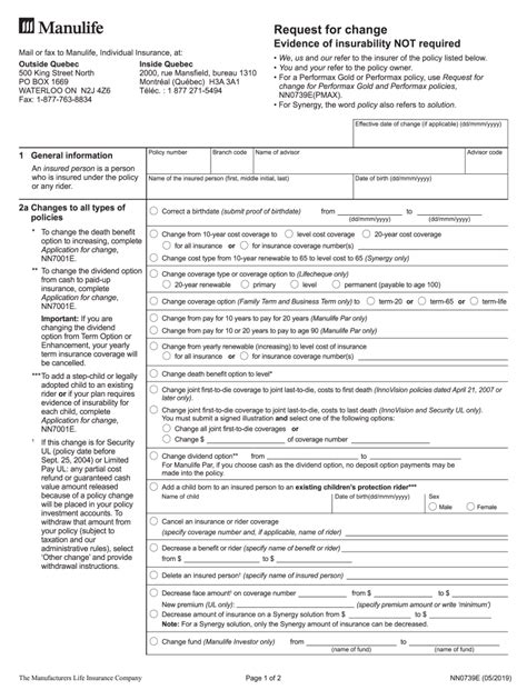 2019 2025 Form Canada Manulife NN0739E Fill Online Printable Fillable