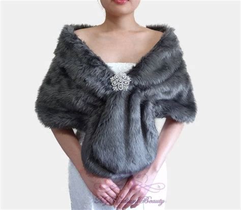 Faux Fur Stole Gray Faux Fur Wrap Wedding Shawl Bridal Fur Etsy Fur