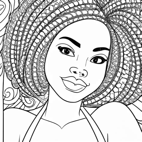 Belle Femme Afro Américaine à Colorier · Creative Fabrica