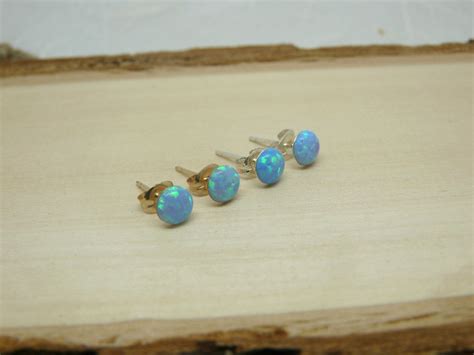 Opal Stud Earrings Sterling Silver Stud Earrings Post - Etsy