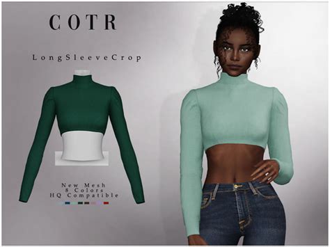 The Sims Resource Long Sleeve Crop T 525