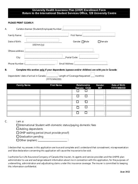 Fillable Online Print Your UHIP Card Centre For International