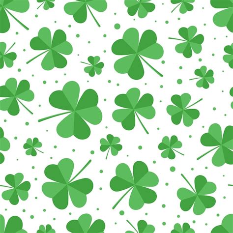 Premium Vector Green Clover Leaves Seamless Pattern On White