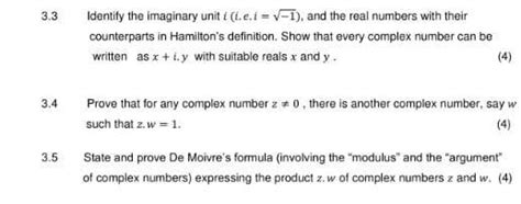 Solved 3.3 Identify the imaginary unit i(i,e,i=−1), and the | Chegg.com