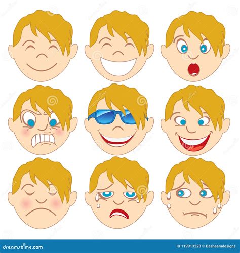 Blonde Jongen Emoticon Emoji Vector Illustratie Illustration Of Boos Vrolijk