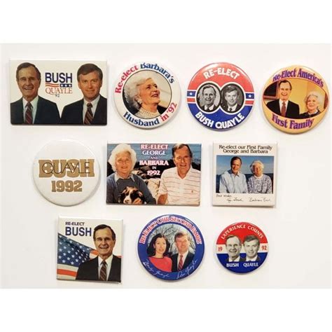 Collection Of 10 Different George Bush Campaign Buttons