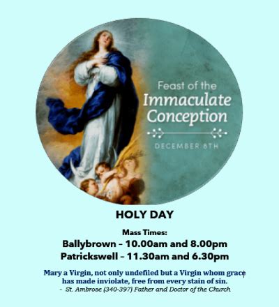 Feast Of The Immaculate Conception Friday 8th December Holy Day