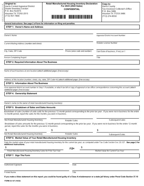 Form 23 127 2023 Fill Out Sign Online And Download Fillable Pdf Harris County Texas