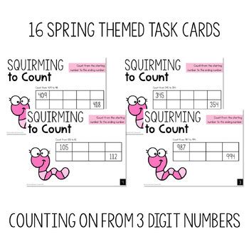 Counting On Numbers Within 1000 2nd Grade Math Spring Task Cards Center