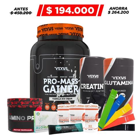 Pro Mass Gainer 3 Lb Creatine 300 Gr Vitamin C 60 Caps Obsequio